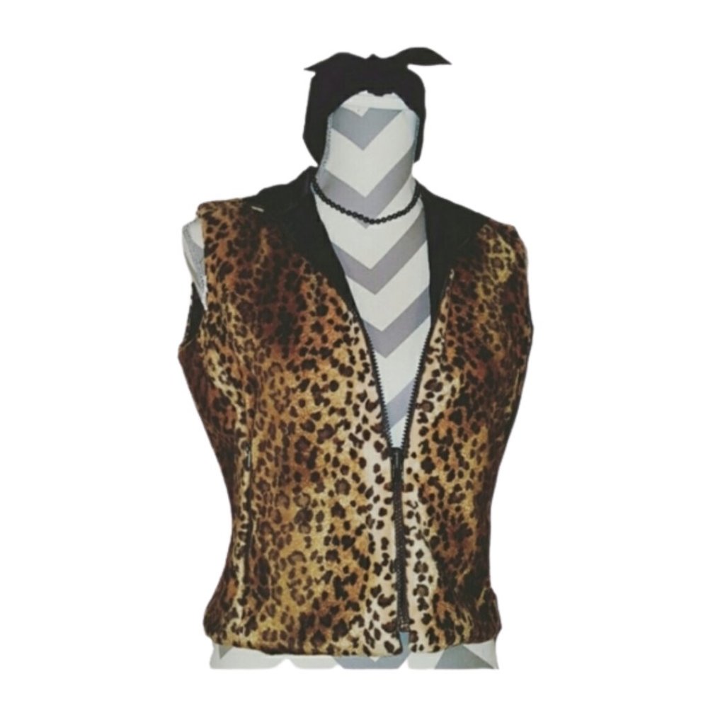 JENNI MAX NYC Furry Leopard Print Vest - Size S